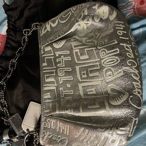 Coach silver metallic poppy bag